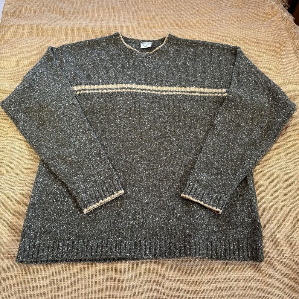 Columbia Men's Cotton Blend Green & Tan Crewneck Sweater Size Large